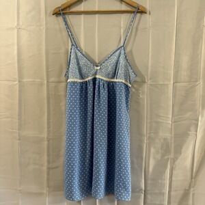 MORGAN TAYLOR babydoll nightie nightgown L Blue Polka Dot Dress Sexy‎ Lingerie